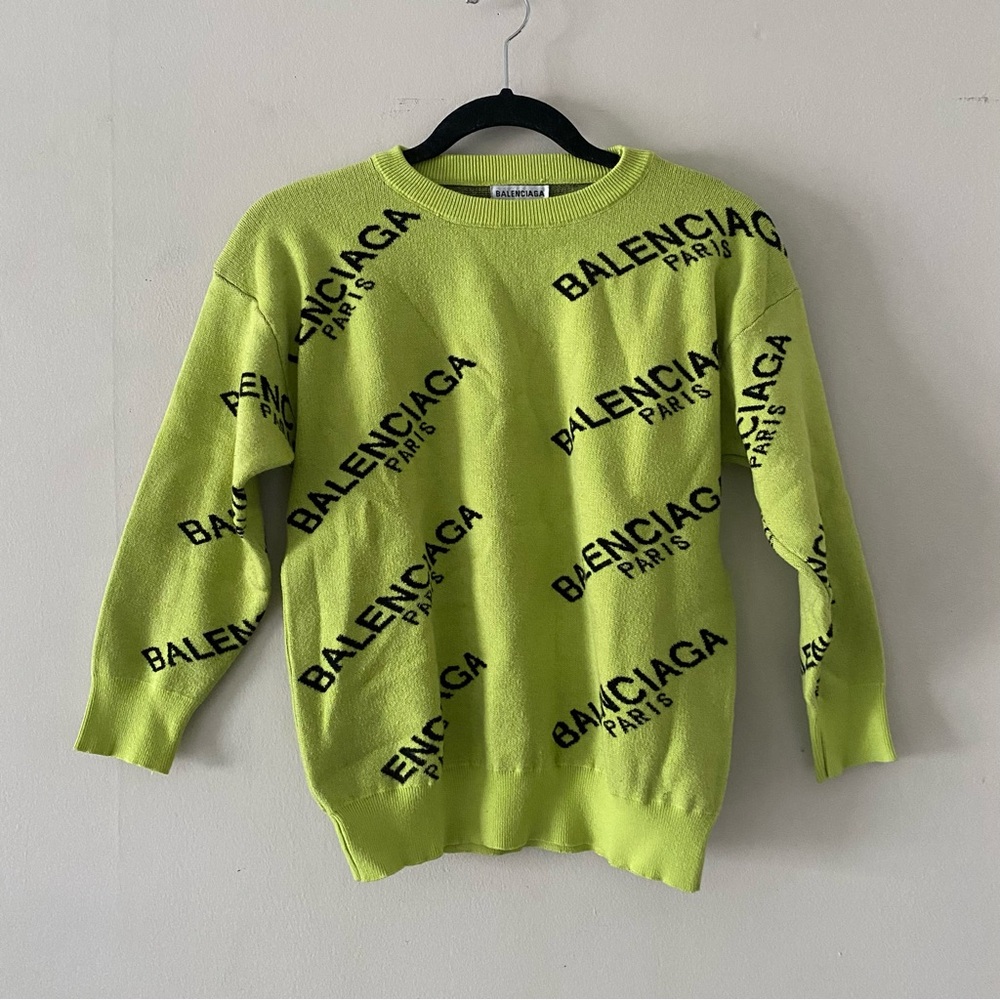 Neon Green Logo Crewneck Sweater